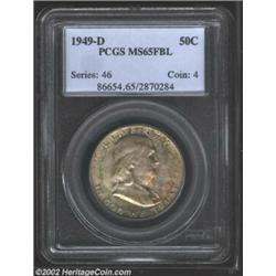 1949-D 50C MS65 Full Bell Lines PCGS. The obverse coloration is exceptionally attractive, perhaps of