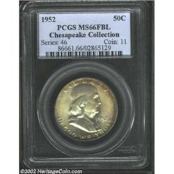 1952 50C MS66 Full Bell Lines PCGS. Silky smooth luster is framed by russet-gray peripheral toning o