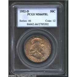 1952-D 50C MS66 Full Bell Lines PCGS. Rich orange-copper patina overlays the obverse in a somewhat m