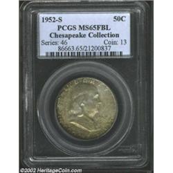 1952-S 50C MS65 Full Bell Lines PCGS. Russet-gray toning about the peripheries becomes mottled and v