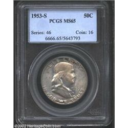 1953-S 50C MS65 PCGS. This boldly struck Gem has lustrous surfaces, unabraded except for the most tr