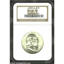 1953-S 50C MS65 Full Bell Lines NGC. One of the greatest strike rarities in the series, the 1953-S i