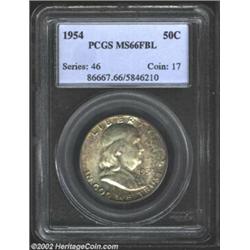 1954 50C MS66 Full Bell Lines PCGS. A lovely Gem that has splendid freckles of golden-brown, powder-