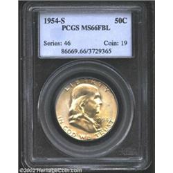 1954-S 50C MS66 Full Bell Lines PCGS. Leaving the central reverse brilliant, delicate golden-tan pat