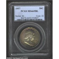 1957 50C MS66 Full Bell Lines PCGS. Highly lustrous and beautifully toned in multiple shades. Obviou