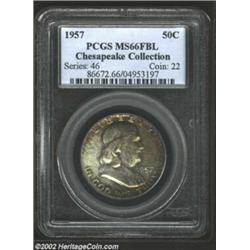 1957 50C MS66 Full Bell Lines PCGS. A pleasing example that exhibits uniform lustrous surfaces benea