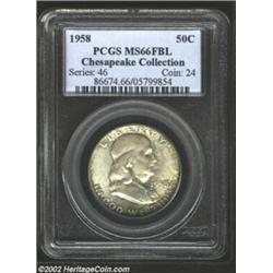 1958 50C MS66 Full Bell Lines PCGS. Delicate bronze to iridescent toning gently embraces the attract