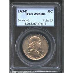 1963-D 50C MS66 Full Bell Lines PCGS. Lovely subtle lilac and yellow-green colors. A well struck and