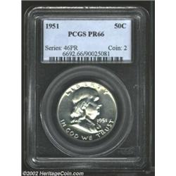 1951 50C PR66 PCGS. Brilliant with light cameo contrast and wisps of light toning in the fields. Imp