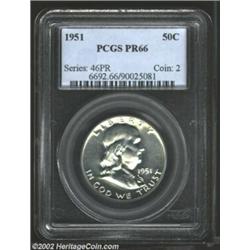 1951 50C PR66 PCGS. Brilliant with light cameo contrast and wisps of light toning in the fields. Imp