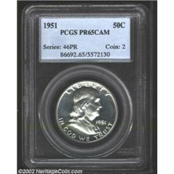 1951 50C PR65 Cameo PCGS. Brilliant throughout with deeply reflective mirrors in the fields. There a