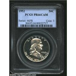 1952 50C PR66 Cameo PCGS. A well struck Gem that has pleasing contrast and a wisp of russet patina a