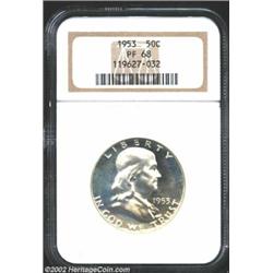 1953 50C PR68 NGC. A thin layer of bluish patina rests atop totally undisturbed surfaces. The revers