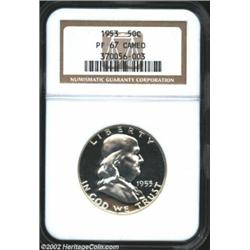 1953 50C PR67 Cameo NGC. A beautiful example of this 50 year old Franklin Half Dollar. Attractive lu