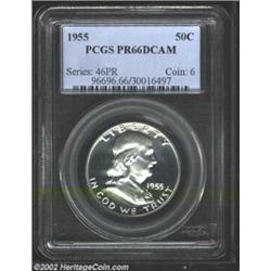 1955 50C PR66 Deep Cameo PCGS. Brilliant overall, the fields are deeply mirrored and the devices sho