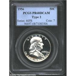 1956 50C Type Two PR68 Deep Cameo PCGS. The white on black contrast is exceptional. A boldly struck.