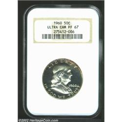 1960 50C PR67 Deep Cameo NGC. Sharply contrasted, the brilliant interiors are surrounded by a dustin