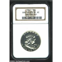 1961 50C PR62 NGC. Doubled Die Reverse. FS-013. Bill Fivaz and J. T. Stanton assign this variety a "