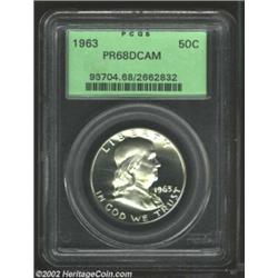 1963 50C PR68 Cameo PCGS. Deep black and white contrast with pristine fields and no distracting spot