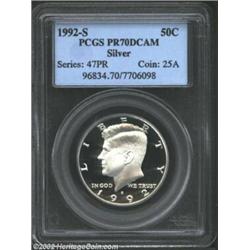 1992-S 50C Silver PR70 Deep Cameo PCGS. Flawless and flashy. Important notice: We expect to be aucti