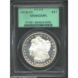 1878-CC S$1 MS66 Deep Mirror Prooflike PCGS. This spectacular CC-mint Morgan is the highest grade 18