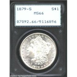 1879-S S$1 MS66 PCGS. Creamy, impeccably preserved surfaces are fully detailed with a vibrant cartwh