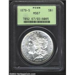 1879-S S$1 MS67 PCGS. A well struck Superb Gem that has flashy cartwheel luster. Fully brilliant exc