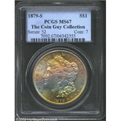 1879-S S$1 MS67 PCGS. Wonderfully toned in a pale palate reminiscent of an Impressionist seascape wi