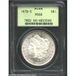 1879-S S$1 MS68 PCGS. Brilliant, frosty luster cascades from the surfaces of this well struck exampl