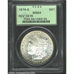 1879-S S$1 Reverse of 1878 MS64 PCGS. Subtle hints of mottled russet patina is noted on the peripher