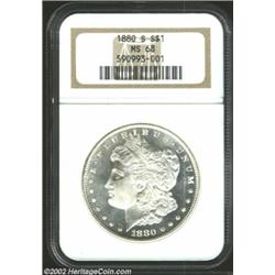 1880-S S$1 MS68 NGC. This coin is everything that a Morgan Dollar should be: razor sharp strike, ful