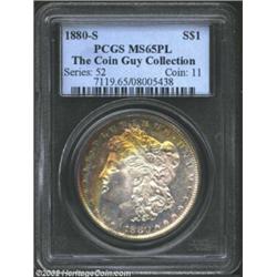 1880-S S$1 MS65 Prooflike PCGS. While the reverse has only a hint of gold coloration at the rim, the