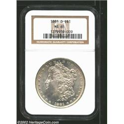 1881-O S$1 MS65 NGC. Wisps of apricot patina visit each side. A well struck and lustrous Gem that ha