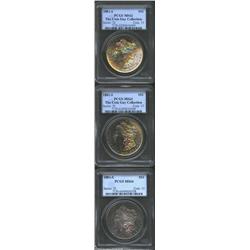 1881-S S$1 MS62 PCGS, Ex: The Coin Guy Collection, well struck with spectacular rainbow toning on ea