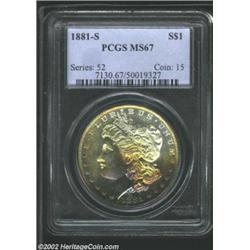 1881-S S$1 MS67 PCGS. Fully struck throughout and highly lustrous with flashy mint luster, as one wo