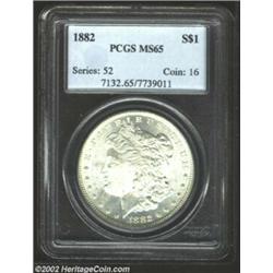 1882 S$1 MS65 PCGS. A brilliant and lustrous Gem, sharply struck and well preserved, the left obvers