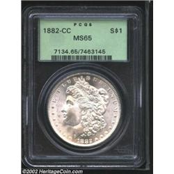 1882-CC S$1 MS65 PCGS. Lustrous, brilliant, and well struck. A frosty and clean representative. Coll