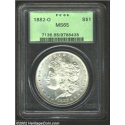 1882-O S$1 MS65 PCGS. A beautiful Gem, with terrific eye appeal. This specimen is sharply struck, wi