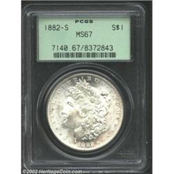 1882-S S$1 MS67 PCGS. Blazing white and awash with swirling mint luster. From the Collection of Colo