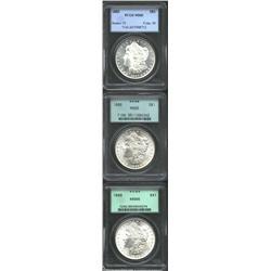 1883 S$1 MS65 PCGS, the surfaces are brilliant and very satiny, yet project prooflike flash when til
