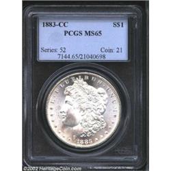 1883-CC S$1 MS65 PCGS. A well struck, brilliant, and mildly prooflike Gem. Beautifully preserved and