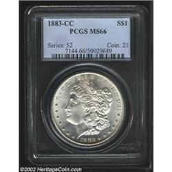 1883-CC S$1 MS66 PCGS. Sharply struck and refreshingly clean, especially on Liberty's cheek, with th