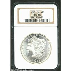 1883-CC S$1 MS66 NGC. Marvelously well-struck with a generous amount of flashy luster. Untoned with.