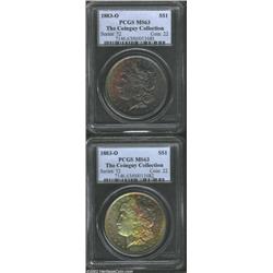 1883-O S$1 MS63 PCGS. Ex: The Coin Guy Collection. Two examples, both of which are rainbow-toned thr