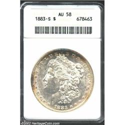 1883-S S$1 AU58 ANACS. A well struck example of this scarce and always-popular Morgan Dollar. Almost