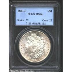 1883-S S$1 MS64 PCGS. A difficult S-mint issue that owes its modest availability in Mint State to th