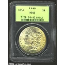 1884 S$1 MS66 PCGS. Magnificently well-struck with satiny luster and creamy surfaces. The reverse is