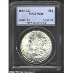 1884-CC S$1 MS66 PCGS. The margins have a whisper of gold patina. A lovely, well struck, and lustrou