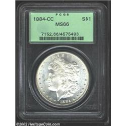 1884-CC S$1 MS66 PCGS. Brilliant overall with sparkling, semi-prooflike fields. Sharply defined with