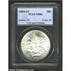 1884-CC S$1 MS66 PCGS. Velvety surfaces drip with luster on both sides. White, bright, and untoned.F